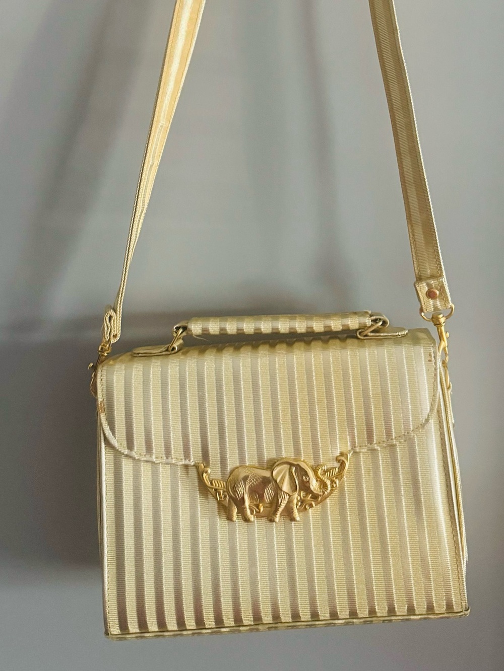 Gold Elephant Accent Crossbody Bag